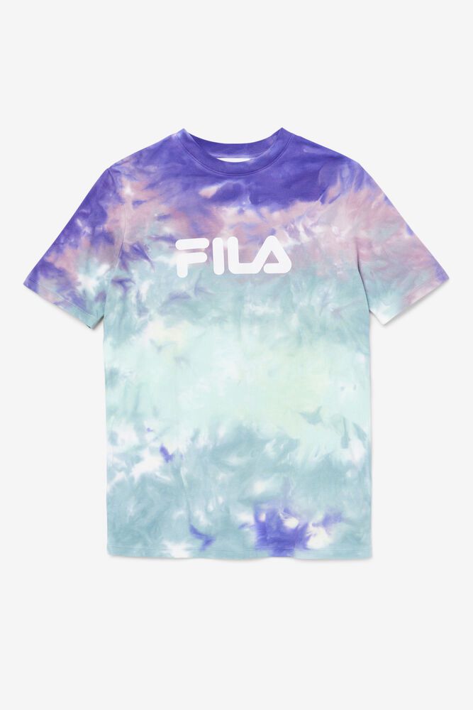 Fila Alivia Tie Dye Blue T-Shirt Womens - NZ 98421-VRHE